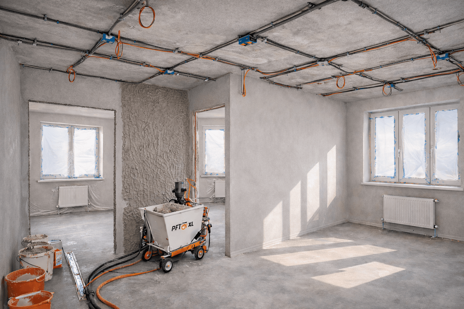 Штукатурка 3-комн. квартиры 78 м², ЖК «Новая Тула»